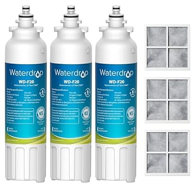 Waterdrop ADQ73613401 Replacement for LG® LT800P® Refrigerator Water Filter & Air Filter, ADQ73613402, ADQ73613408, ADQ75795104, Kenmore 9490, LSXS26326S, LMXC23746S, LSXS26366S (Package May Vary)
