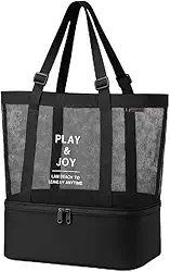 Bolsa de Praia Telada Grande com Compartimento Térmico – Leve, Resistente e Ventilada para Verão, Mar, Piscina e Piquenique