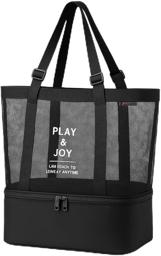 Bolsa de Praia Telada Grande com Compartimento Térmico – Leve, Resistente e Ventilada para Verão, Mar, Piscina e Piquenique