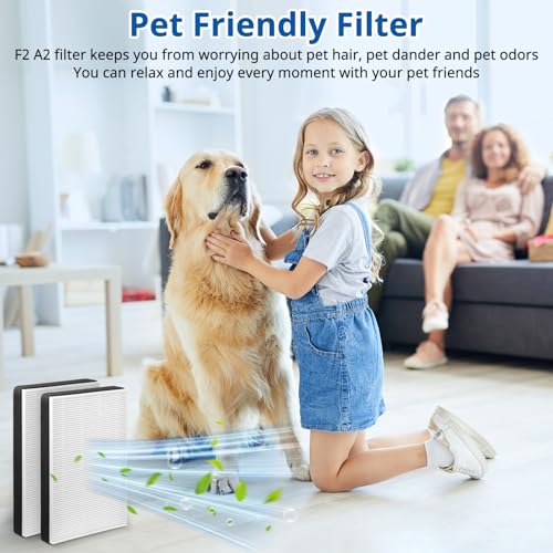 LINNIW 2 Pack F2 A2 HEPA Replacement Compatible with 3M Filtrete Room Models FAP-C02WA-G2 FAP-C03BA-G2 FAP-T03BA-G2 FAP-SCO2N FAP-CO2-A2 FAP-CO3-A2 FAP-TO3-A2