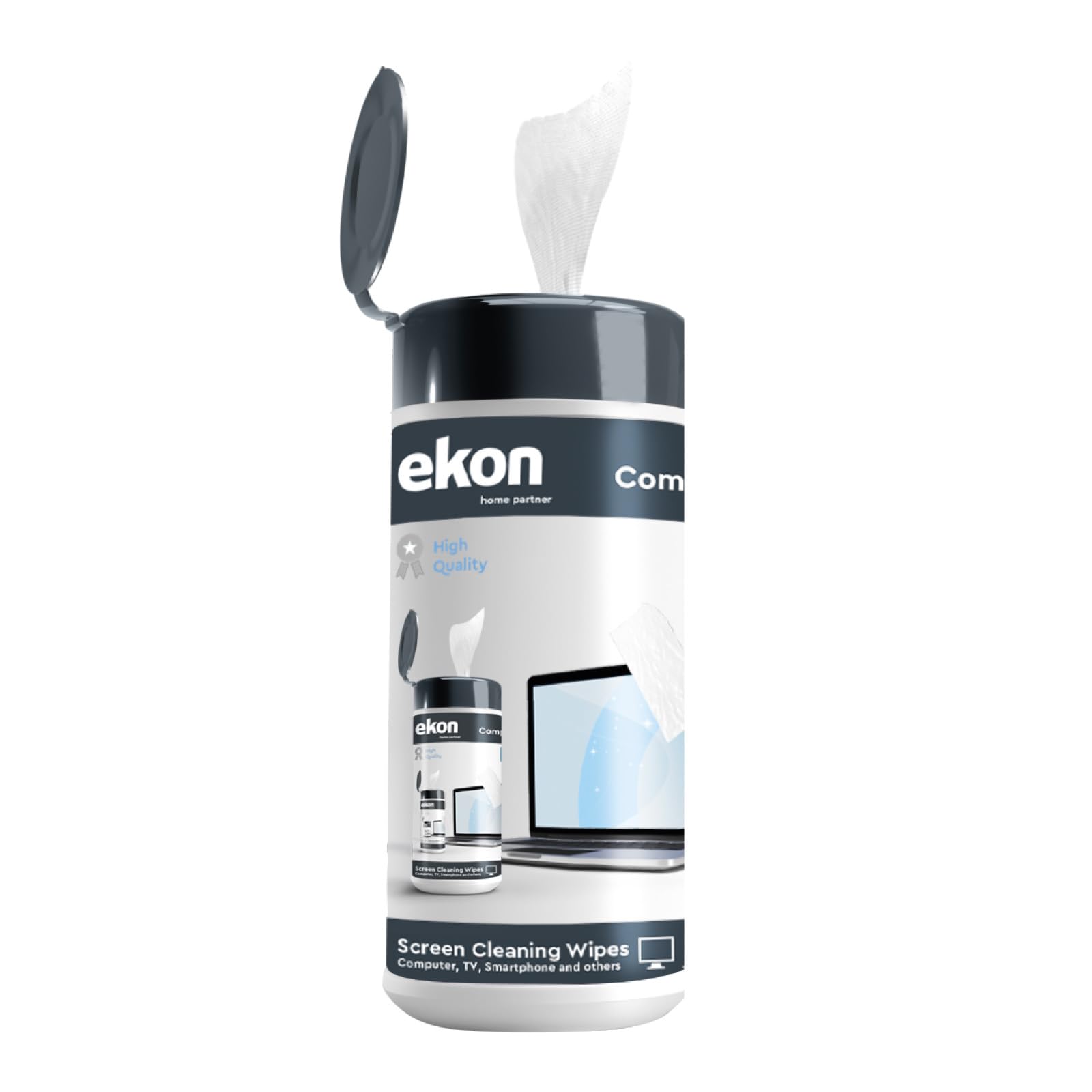 Ekon Chusteczki do Monitorów, Laptopów, Kamer, Kamer Wideo, MacBook, TV, Smart TV, Smartfonów, Tabletów, Opakowanie 100, Jednorazowe