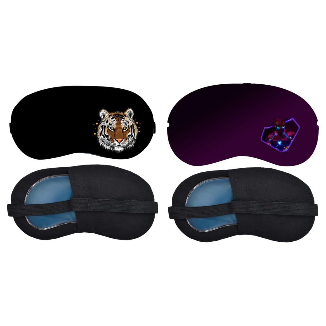 Aoxeria Printed Sleeping Mask Combo, Soft Comfortable Light-Blocking Eye Cover for Women, Men & Kids, Reusable Blindfold for Night Sleep, Daytime Nap & Travel (Pack of 2)-image-45