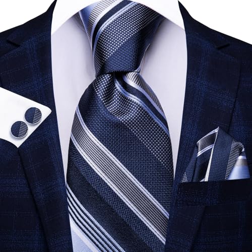 Image of Hi-Tie Men 63inches Tie Set Extra Long Necktie Paisley Tie Pocket Suqare Cufflinks Big and Tall Men Tie