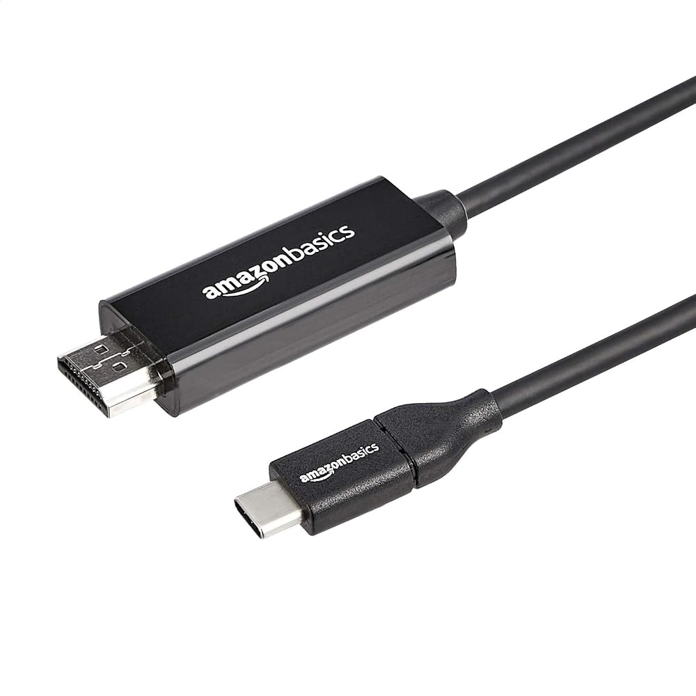 Amazon Basics 단방향 USB-C (소스) - HDMI (디스플레이) 케이블 어댑터 (썬더볼트 3 호환) 4K@30Hz, 0.9m(3피트), 블랙 — 사진 1