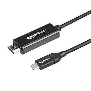 Amazon Basics Cable adaptador unidireccional USB-C (fuente) a HDMI (pantalla) (compatible con Thunderbolt 3), 4K a 30 Hz, 0,9 m, negro