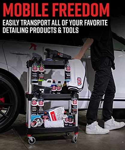 Adam's Polishes Standard Detailing Cart, Custom Mobile Rolling Utility Detailing Tool Cart Organizer for Garage DIY Home Projects, Extra Storage for Mechanics & Detailers During Repairs Car Wash/Wax