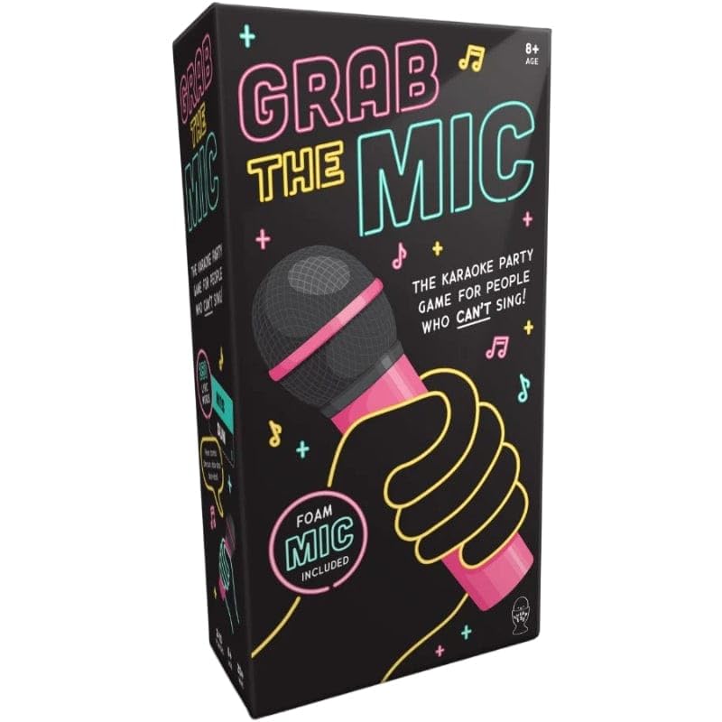 Lucky Egg Official Grab the Mic – Family Karaoke Game, 8+ Year Olds, 2-10 Players - Board Game for Bad Singers with 250 Lyrics (125 Cards) for Hilarious Nights & Birthday Party, Kids Gift