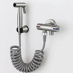 Ducha Higiênica Inox Com Registro Mangueira Extensível Que alcança 1.7mts Alta Pressão Cabo Ergonômico Prático Instalação Fácil Kit Completo Banheiro Moderno Higiene Segura Econômica Conforto Total