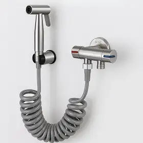 Ducha Higiênica Inox Com Registro Mangueira Extensível Que alcança 1.7mts Alta Pressão Cabo Ergonômico Prático Instalação Fácil Kit Completo Banheiro Moderno Higiene Segura Econômica Conforto Total