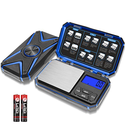 UNIWEIGH Báscula Digital de precisión 1000g/0.1g, Básculas de cocina, Mini Balanzas de alimentos, Báscula de Joyería para Cocina, Droga, Polvo, Hierbas, Café, Monedas, (batería incluidas) Azul