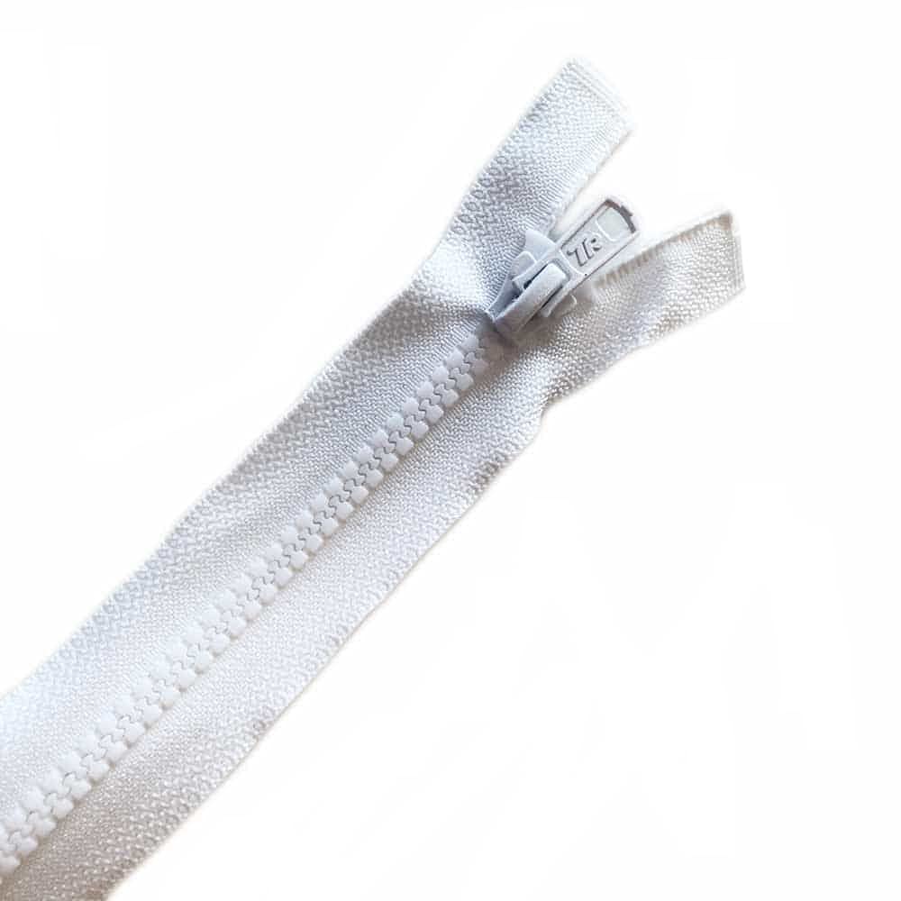 Plush Addict Heavy Duty Chunky Plastic Open-Ended Zip Fasteners for Sewing Crafts, Clothing and Accessories - White - 34" (86cm)