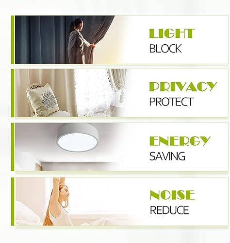 Miniatura 4 de PONY DANCE Cortinas de ventana de puerta de luz lateral, cortina de ventana con aislamiento térmico de privacidad con alzapaños para puerta de