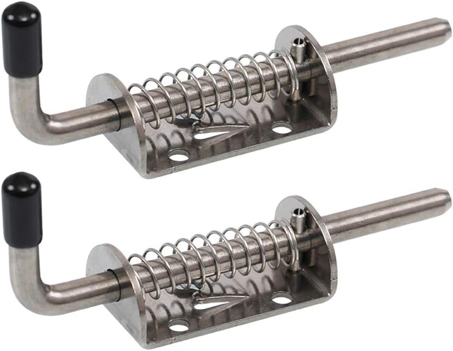 Spring Latch Lock, 2 Pcs Metal Barrel Bolt, Spring Loaded Pin Latch, Metal Spring Bolt, Slide Spring Bolt, Heavy Duty Steel Spring Bolt, Spring Bolt, for Shed Doors, Doors, Garage Floor Locks