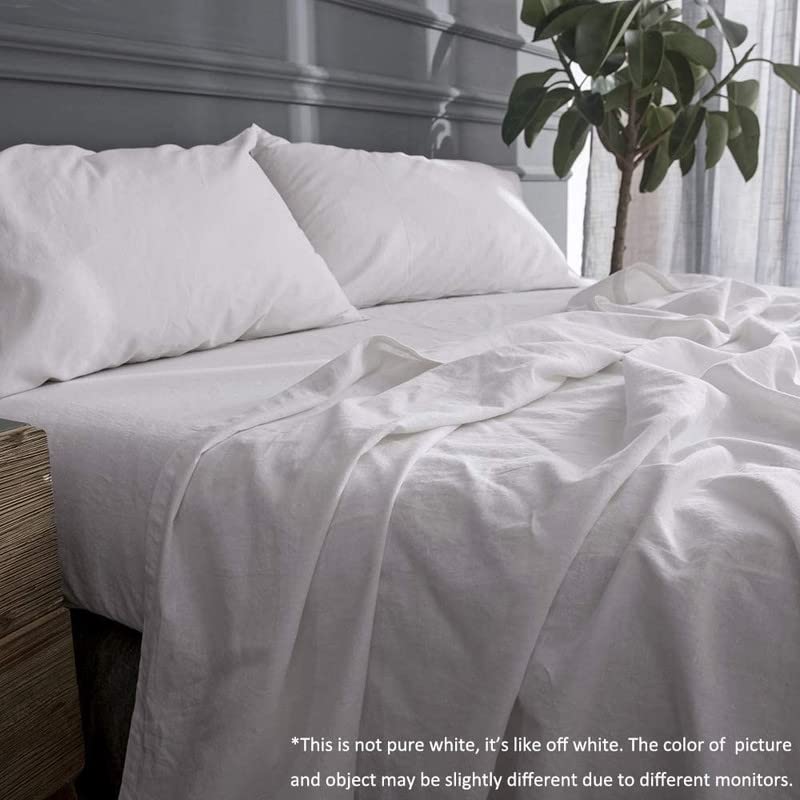 Image of CULTIVER Microfiber White Bedsheets For Double Bed,Solid Colour King Size With 2 Pillow Covers,Queen Plain Bedsheet Ultra Soft Brushed Micro Fabric Shrinkage&Fade Resistant (90X100 In,White Color)