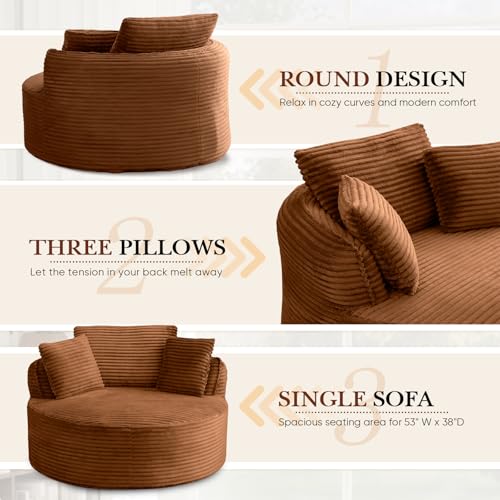 Sillón redondo de pana naranja 1 cuerpo plegable miniatura 5