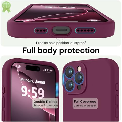Image of LOVE 3000 Designed for iPhone 16 Pro Max Case, Premium Silicone with [Soft Anti-Scratch Microfiber Lining] Shockproof Protective Phone Case for Men Women Girls 6.9 inch, WineRed