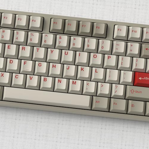 Image of Retro Style Dye-sub Keycaps, 163 Keys Cherry Profile, Double Shot Keycaps Set, Custom Key caps for MX Switches Mechanical Keyboard(Classic Red)
