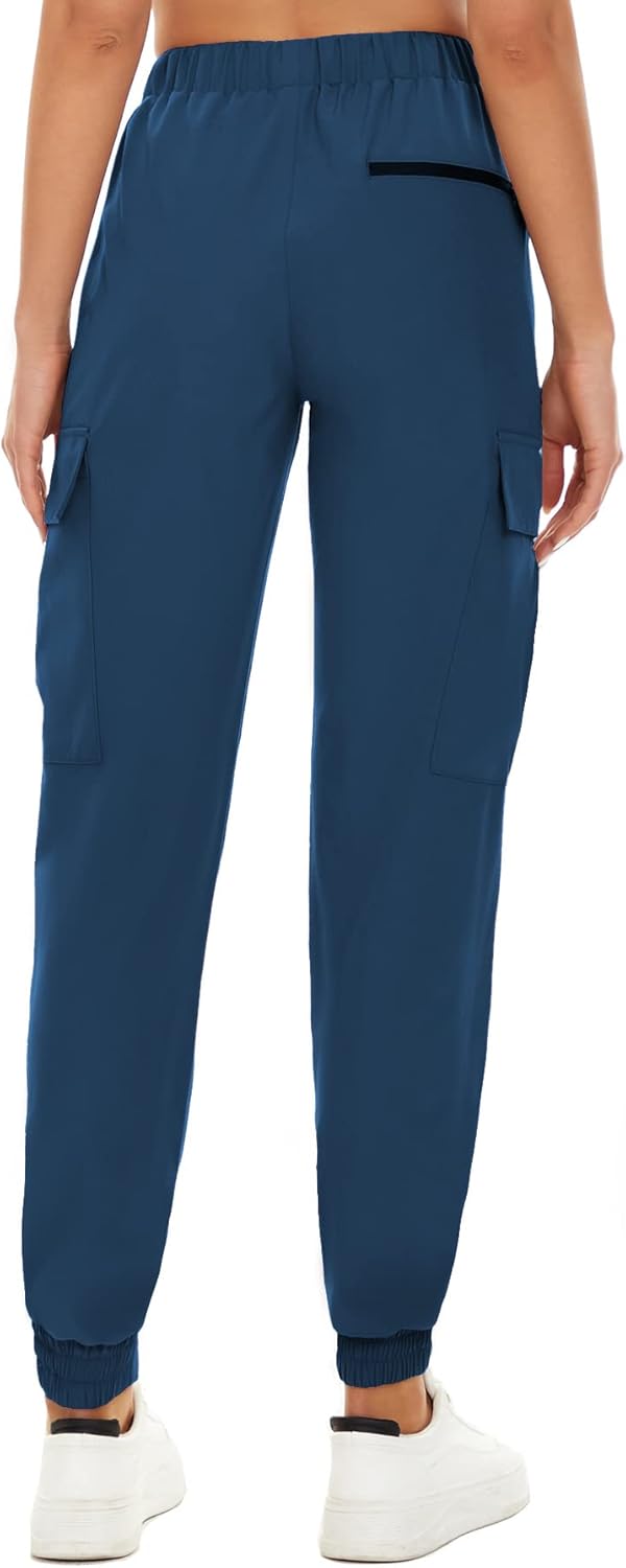 NEYOUQE Women's Hiking Quick Dry Sports Running Pants Solid Color Casual Sweatpants Fitness with Pockets Summer Jogging Yoga