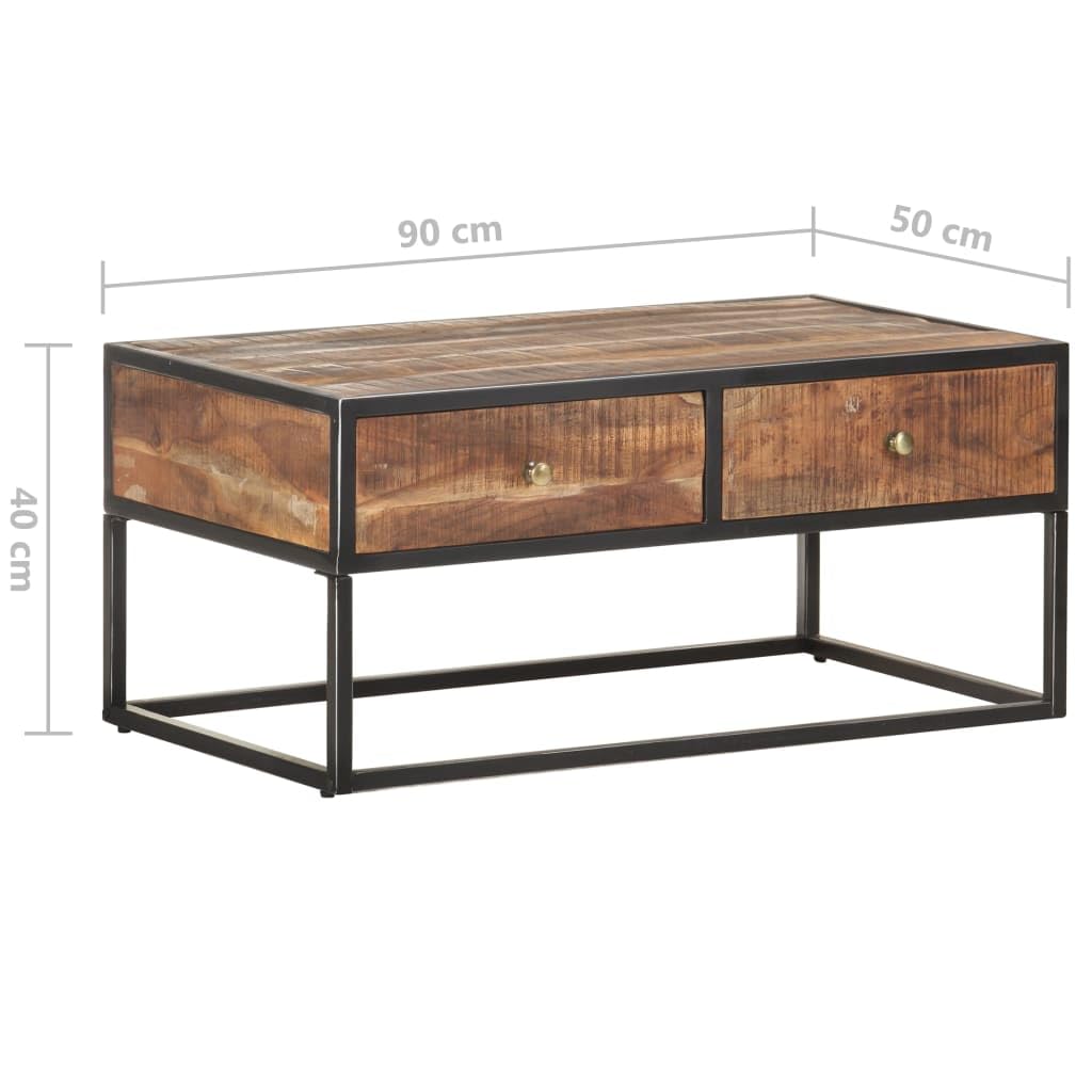 vidaXL Tavolino da Salotto 90x50x40 cm in Legno di Acacia Grezzo