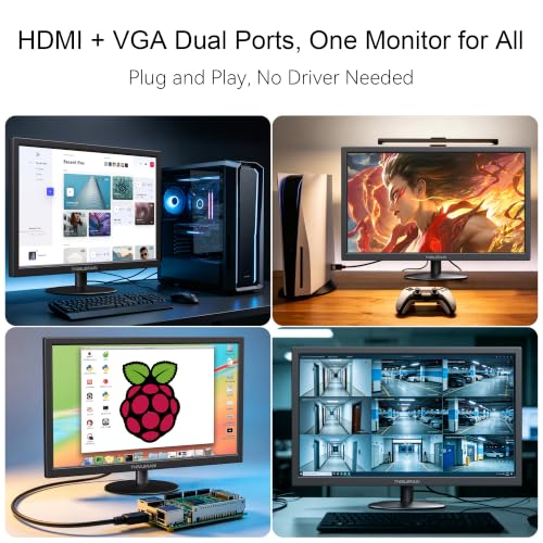 Image of Thinlerian 21.5 Inch Computer Monitor, FHD 1080p HDMI VGA Display, External Second Screen for Laptop & PC, Home Office Monitor with Built-in Speakers & VESA Mount