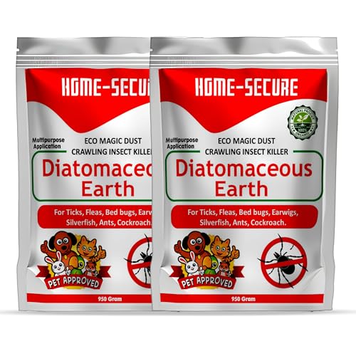 Image of Home-Secure Diatomaceous Earth Powder-Pack of 2 | Natural, Pet Safe, Organic | Plant Friendly Multipurpose Eco-friendly Dust (950 gm X 2)