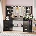 TOKSOM Black Vanity Desk with Mirror, Lights & Charging Station, 58.3