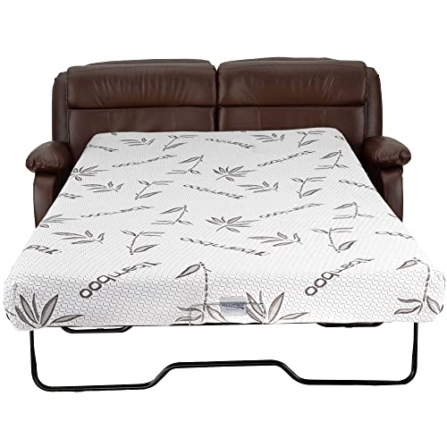 Recpro Charles Collection | 65" Rv Hide A Bed Loveseat | Memory Foam Mattress | Rv Sleeper Sofa | Pull Out Couch | Rv Furniture | Rv Loveseat | Rv Living Room (Slideout) Furniture | Mahogany #TOP3