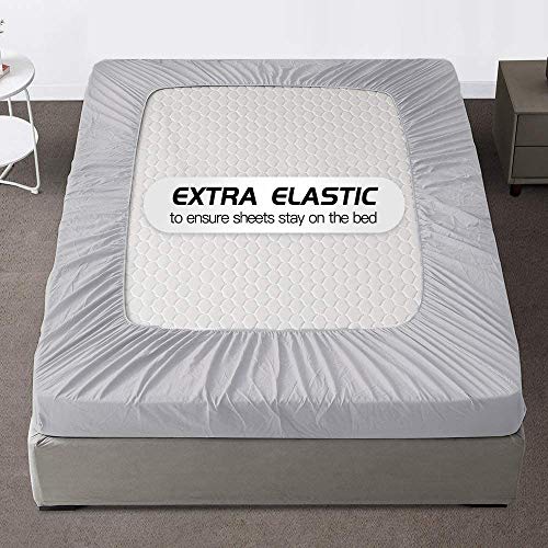 Image of All Around Brushed Microfiber Double Bed Fitted Sheet - (72 x 78) Inches - 12'' Deep Pocket Elastic Fitted Bedsheet + 1 Pillow Cover 400 Series Extra Soft & Easy Fit - Silver Grey