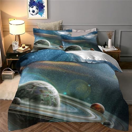 Parure Lit 200x200 Résistante en Microfibre Douce Design Galaxie Spatiale et Cosmique - 6