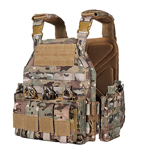 Rozhuhro Chaleco de Combate de Camuflaje al Aire Libre Chaleco Militar CS de Caza Fuerzas Especiales Multiusos Chaleco Protector de Combate Cover