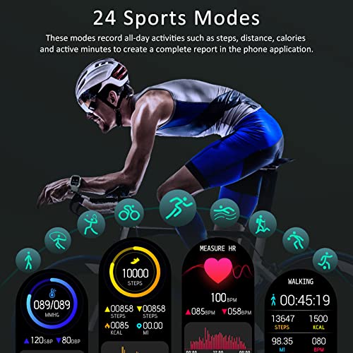 KOSPET Tank Smartwatch,1,72 Zoll Display 5ATM IP69K Wasserdicht Sportuhr mit Blutdruckmessung, Herzfrequenzmessung, SpO2, Schrittzähler, 24 Sportmodi Outdoor Fitness Tracker Uhr für Herren(Schwarz) - Image 5