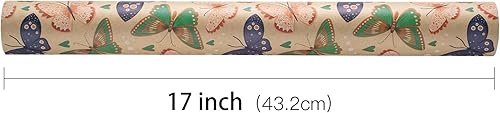 Miniatura 2 de RUSPEPA Rollo de papel de regalo de mariposa para mujeres y niñas, mini rollo, papel de estraza con diseño de mariposa vintage, ideal para