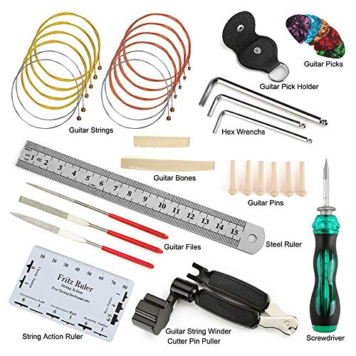 Festnight Conjunto de ferramentas de reparo para cuidados com os baixos da guitarra elétrica Kit de