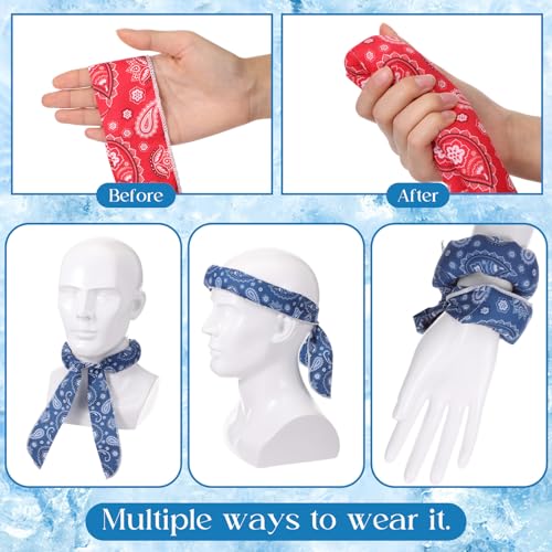 Silicherry 144 Pcs Cooling Neck Wraps Bulk, Paisley Neck Bandana Ice Scarf - image 5