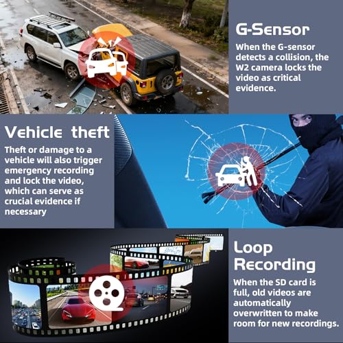 Image of 5Channel Dash Cam,Front and Rear, 360 Dash Camera, 2160P /1080P UHD, Super Night Vision with IR LEDs, Built-in 5G WiFi, G-Sensor, 24-Hour Parking Monitoring, Includes 64GB TF Card, 3Inch Screen
