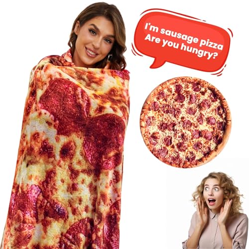 Image of Pizza Blanket Adult Size 71 Inches, Funny Gifts for Girlfriend Boyfriend, Pepperoni Pizza Blanket, Novelty Food Blankets Oversized, Birthday Gifts for Her Him