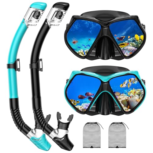 Snorkeling Gear for Adults, Snorkel Set Scuba Diving mask Dry-Top,