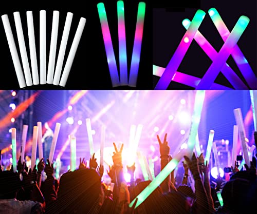 16" Foam Glow Sticks, 50 PCS, A Hit As Party Favors for Crazy Kids 4-12: Durable & Reusable, Safety Lightsaber, Led Lights Glow in The Dark Party Supplies for Halloween | Birthday | Wedding | Pool