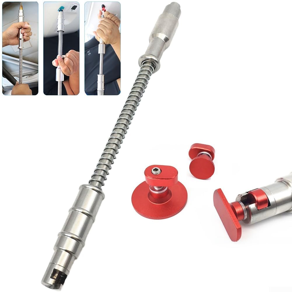 Kit estrattore per ammaccature a molla, 1 kg, per riparazione carrozzeria, senza vernice, con linguette di bloccaggio per ammaccature delle porte, danni da grandine, carrozzeria auto, rosso