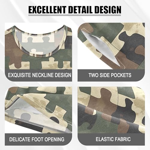 Green Camouflage Pajama Set Pajamas Sleepwear Nightwear Loungewear Clothes Set B04050104