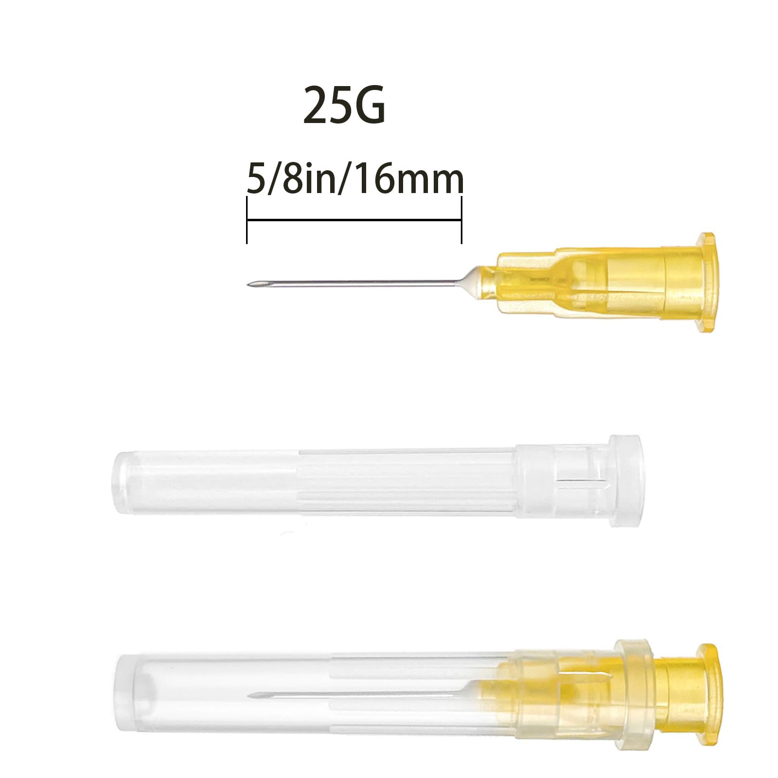 100 Pack 25 G 5/8 inch Needle for Science Laboratory, Refilling Liquid, Inks, Individually Packaged