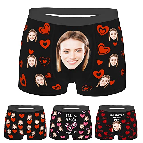 Personalized Boxers with Face on Them Customize Custom Funny Face Shorts Boxers with Photo Gifts for Boyfriend Husband Men