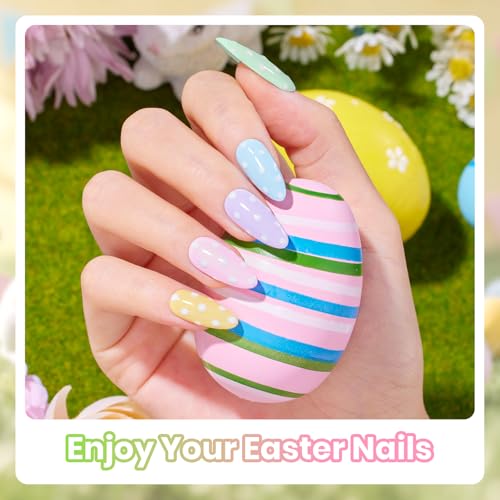 Image of Beetles Pastel Gel Nail Polish, 6 Colors Spring Pastel Polka Dot Gel Polish Set Candy Color Pink White Yellow Blue Green, Soak Off UV LED Nail Art Kit for DIY Home Salon Spring Gift for Women