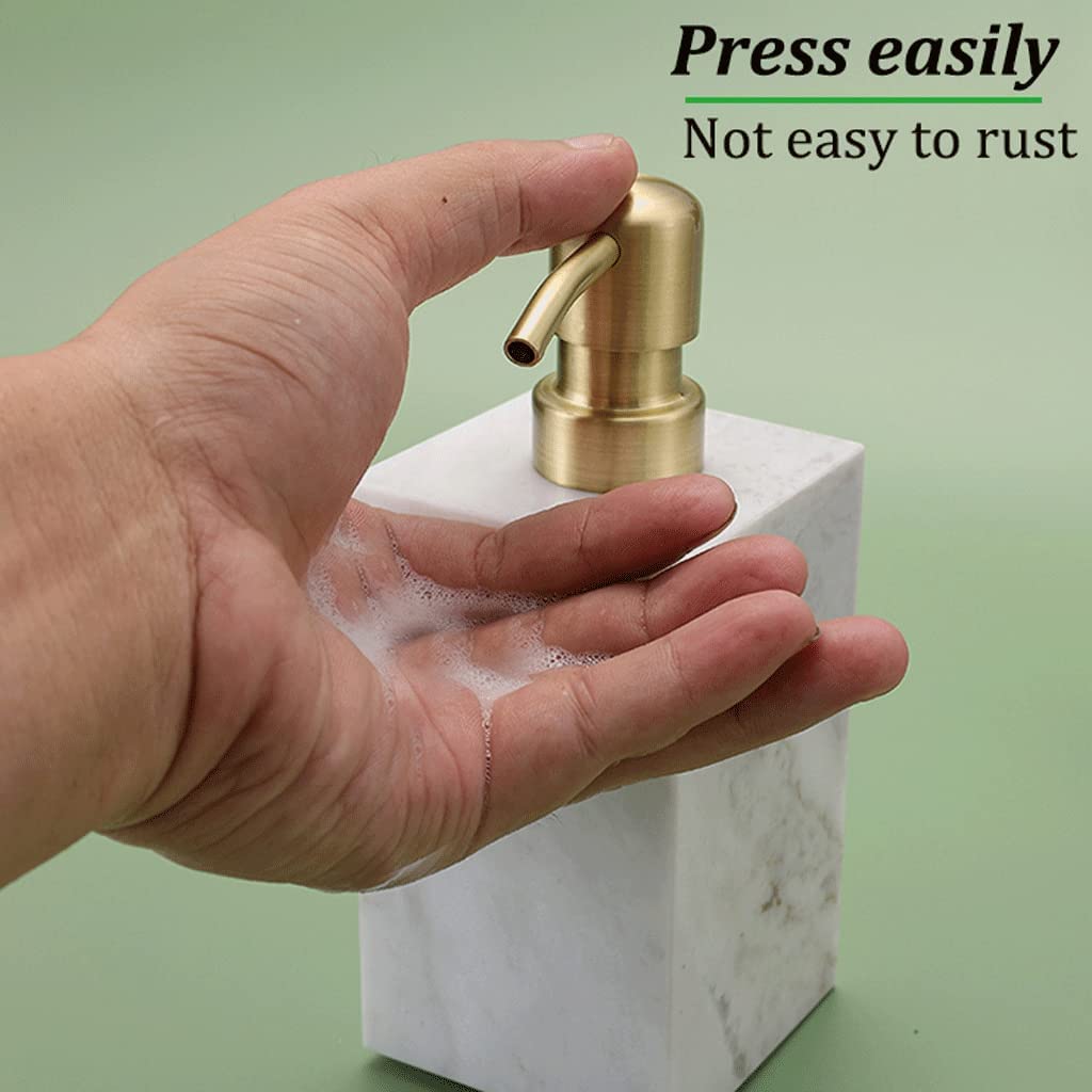 NZPOST Distributore di Sapone Ricaricabile Distributori di lozione per Il Bagno Distributore di Sapone in Marmo Quadrato con Pompa Distributore di Sapone a Pompa a Pressione Manuale da 6,8 Once (Oro)