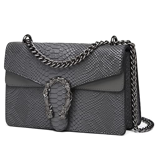Image of MYHOZEE Crossbody Bags for Women - Snake Printed Clutch Purses Leather Chain Shoulder Bags Evening Handbags