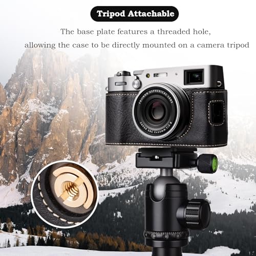 VOVMOEYA X100VI Camera Case,PU Leather Camera Half Case Compatible with Fuji X100VI Digital Camera, Black - Image 4