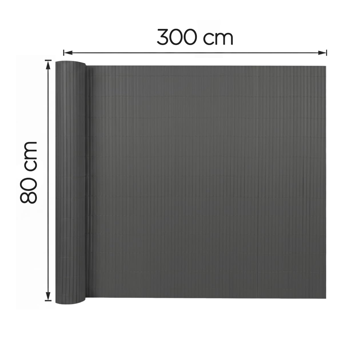 Paquete de 4 Cañizos PVC, Doble Cara, Valla Exterior Resistente para Terraza, Jardines, Balcón, Color Gris - Altura 80 x Longitud 300 cm 1700g/m2