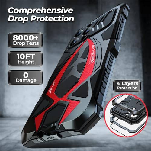 Lunivop fit for iPhone 16 Pro Max Case Heavy Duty Protection Rugged Screw Full Body Military Grade Metal Bumper Rubber with Hard Durable Phone Cases Cover Men Armor 2024 Black Red by Lunivop - Image 4
