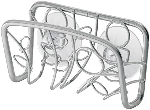 iDesign Twigz Kitchen Sink Suction Holder for Sponges, Scrubbers, Soap - Silver