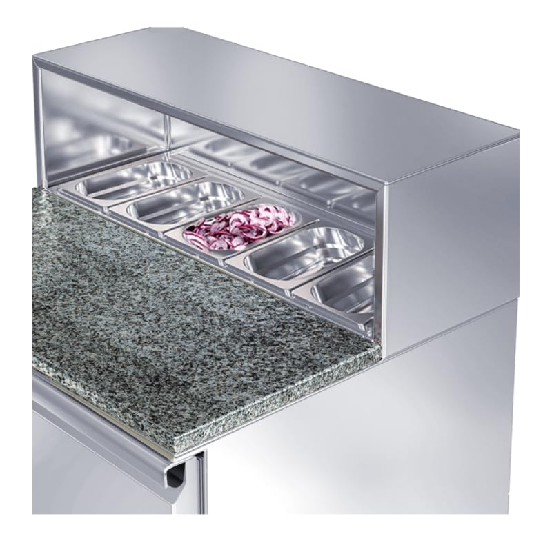 Table à Pizza Réfrigérée 2 Portes avec Saladette - Plan Granit - 240L - +2/+8°C - GN 1/1